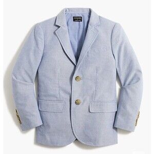 J.Crew Crewcuts Boys Oxford Thompson Suit Jacket Blazer Size 6-7 Light Blue NWOT